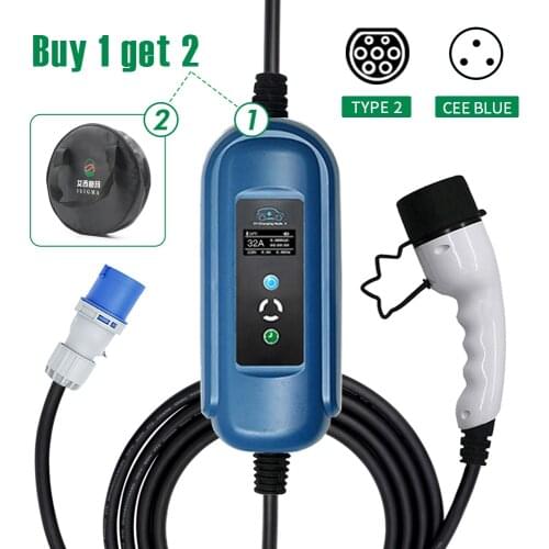 Isigma Delay charge iec 621962 tuv ev charging cables adjustable ev charger ac type2 femal with CEE plug 16A/26A/32A adjust