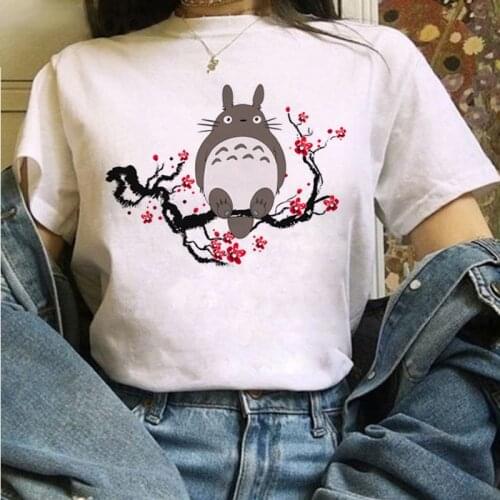 Lady Ulzzang Kawaii Cartoon Graphic T-shirt Cute Neighbor Totoro Studio Ghibli Harajuku T-shirt Hayao Miyazaki 90s T-shirt Tee
