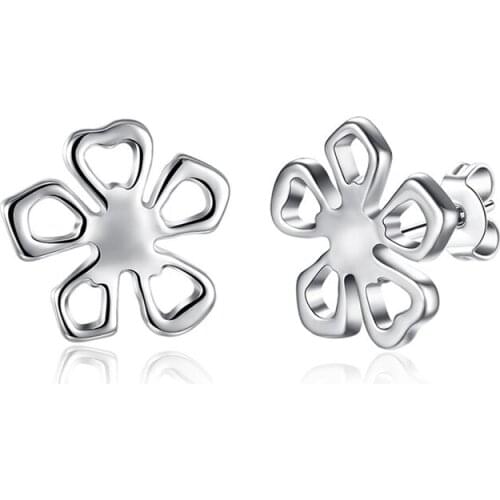 BABYLLNT 925 Sterling Silver Rose Flower Stud Earring For Women Fashion Charm Wedding Engagement Party Jewelry Gift