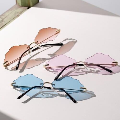 BACCLAVintage Rimless Cloud Shape Women Sunglasses Clear Candy Colors Lens Eyewear Unique Female Luxury Sun Glasses Shades UV400