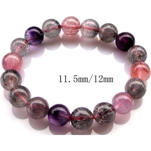 Free Shipping Natural Super Seven Rutilated Quartz Round 11.5mm~12mm Beads Bracelet Women Jewelry Accessories Weddings Parties