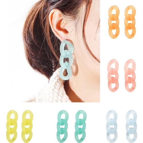 1Pair Jelly Color Resin Long Drop Earrings Ear Stud Acrylic Chain Earrings Minimalist Resin Dangle Earring Jewelry Women Fashion