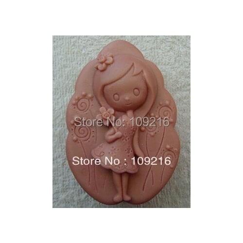 1pcs Lovely Girl (ZX236) Silicone Handmade Soap Mold Crafts DIY Mold