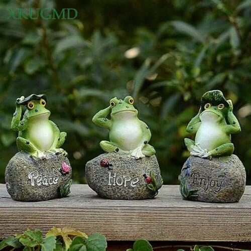 1PCS Outdoor Garden Frog Decoration Cute Letter Model Home Miniature Resin Animal Handmade Art Ornament