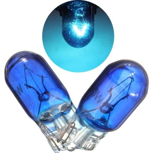 10pcs DC 12V 168 194 5000K 5W Blue Halogen Globe Front Parking Light Headlight Bulb Glass Wedge Base Support Dropshipping