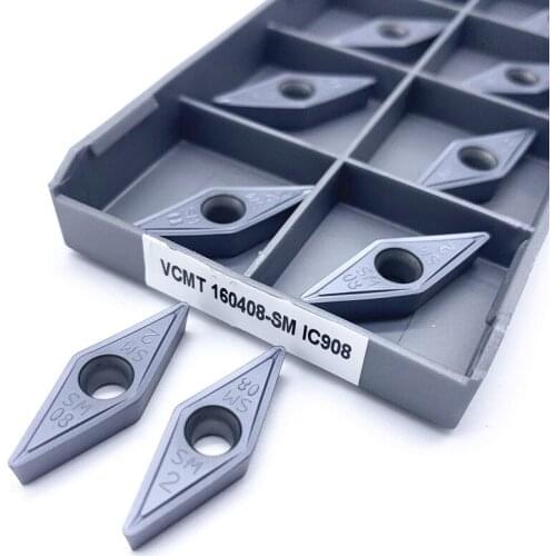 10PCS Turning tools VCMT160408 SM IC907/IC908 Carbide inserts Cnc Tool Parts Lathe Tools metal cutting tools Herramientas