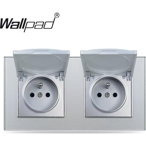 156*86mm Silver French EU Socket with Cover Wallpad Crystal Glass 220V AC 16A Poland Belgium France Wall Power Outlet has Cap