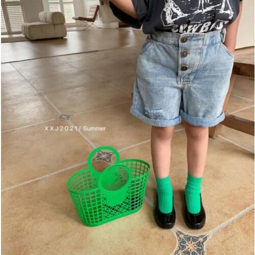 2021 new style girls denim shorts summer cotton fashion kids shorts