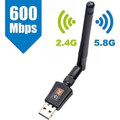 600Mbps Dual Band 2.4G 5.8Ghz Wireless Lan USB WiFi Adapter 802.11AC with Antenna 11AC 600M USB Wireless Network Lan card 100PCS
