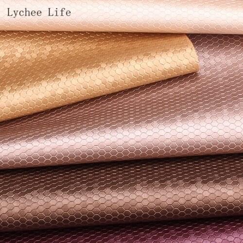 A4 Honeycomb Pattern PVC Leather Fabric Artificial Bag Elastic Sewing Fabric For Garment Clothes Making
