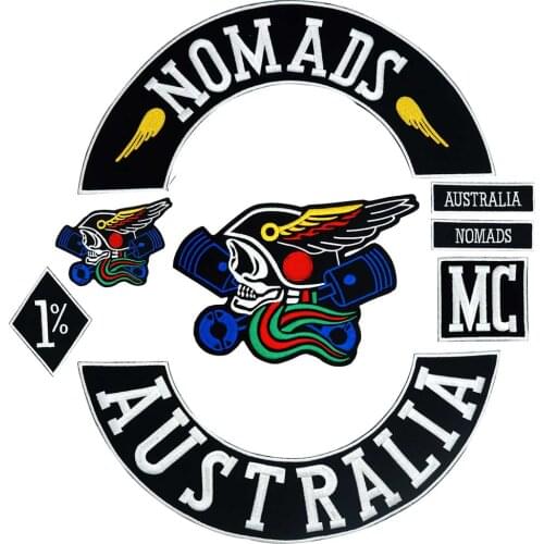 NOMADS AUSTRALIA patch Embroidered punk biker Patches Clothes Stickers Apparel Accessories Badge 8 pcs/lot