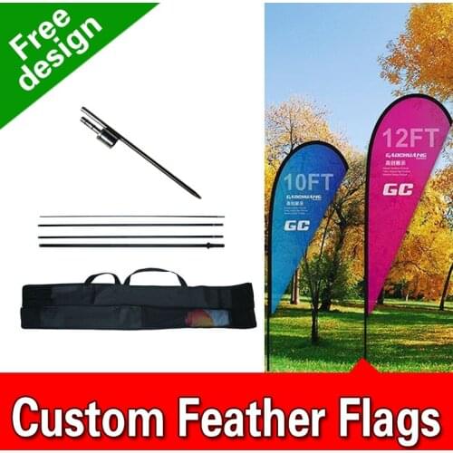 Free Design Free Shipping Single Sided Inground Spike Teardrop Flags Banners Wind Flags Advertising Feather Flag Nation Beach