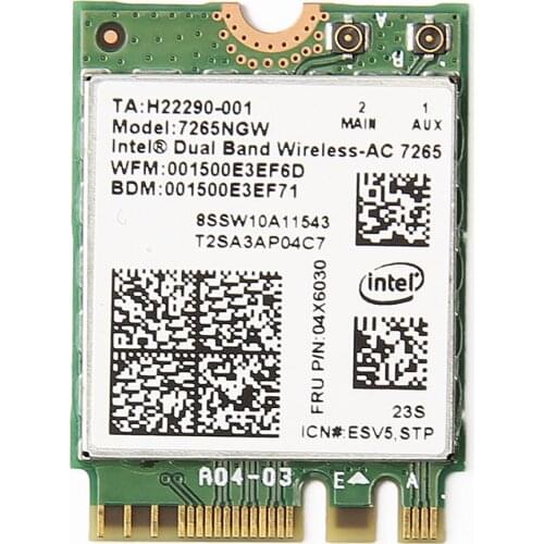 Wireless Adapter Card for Intel 7265NGW ac WIFI BlueTooth 802.11ac 2x2 NGFF Wifi BT 4.0 FRU:04X6030 00jt464lenovo thinkpad ibm