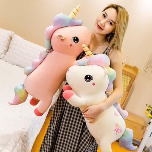 Cartoon lying unicorn big plush mollusk crossing doll pillow furniture decoration gift cotton fabric soft and comfortable gifts