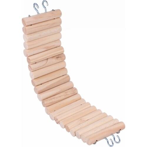 Wooden Pet Birds Arch Bridge Animal Bendable Ladder with Hook for Hamster