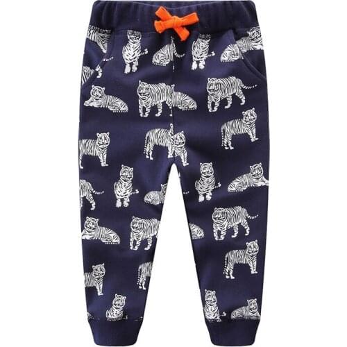Funnygame Baby Autumn Spring Sweatpants for Boys Girls Wear Tigers Print Childrens Clothes Drawstring Animals Long Pants