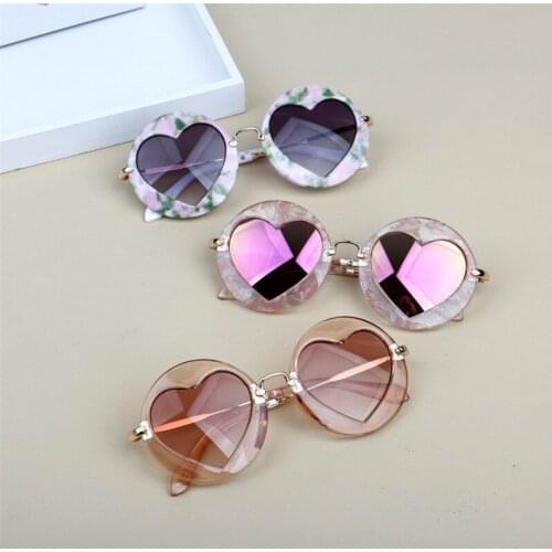 Classic Luxury Round Love Kids Sunglasses Metal Heart Anti-Reflective Baby Girls Sunglasses for Boys Gafas De Sol Uv400
