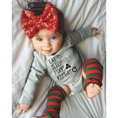 Eat Sleep Poop Repeat Infant Newborn Romper Long Sleeve Toddler Baby Boy Girl Funny Letter Romper Jumpsuit Clothes Outfit