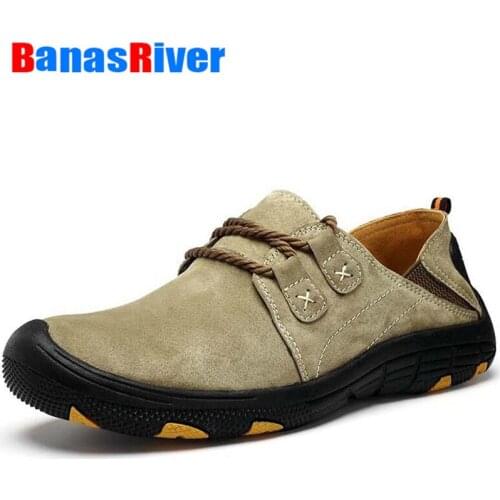 New Men Casual Breathable Soft Handmade Leather Shoes Adult Driving Comfortable Outdoor Sneakers Botas Hombre Non-slip Size 48