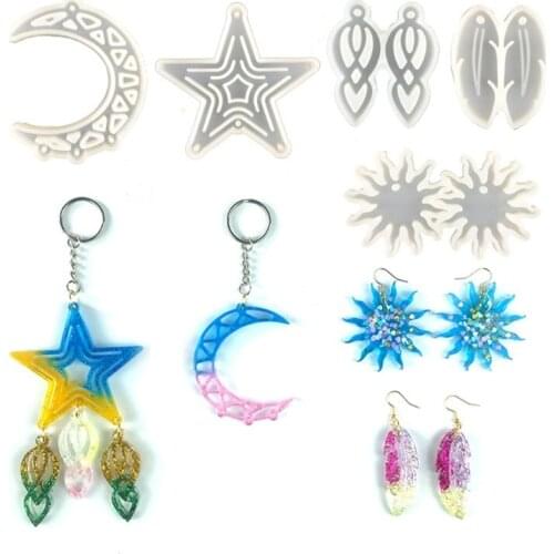 Dream Catcher Feather Sun Star Pendant Epoxy Resin Mold Earrings Necklace Keychain Silicone Mould DIY Craft Jewelry Mold