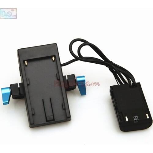LP-E6 Dummy Battery Adapter + F970 Power Supply Plate Mount + 15mm Rod Clamp for Canon 5D 7D Mark II III IV 6D 60D 70D 80D 5DS