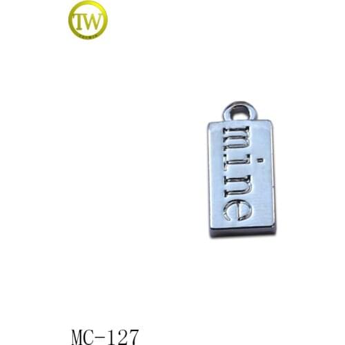 MC127 factory made square shape metal tag with logo for jewelry hang tag