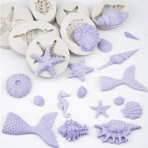 Marine Series Mermaid Silicone Mold Fondant Mould Cake Decorating Tools Chocolate Gumpaste Mold, Sugarcraft, Kitchen Accessories