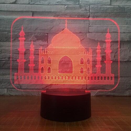 Muslim Temple Castle 7 Colorful USB 3D Lamp Bedroom Office Decoration Desk Table Lamp Night Lights with Touch / Remote Control