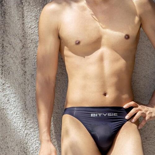 Bitysie 2021 T-Shaped Mens Swimming Trunks Transparent In Water Sexual Men Spa Suit Skin Fabric Low-waistline Monolay Swimsuit