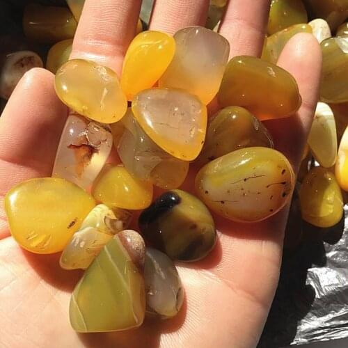 200g Natural Yellow Agate Quartz Crystal Stone Gravel Specimen Fish Tank Decor