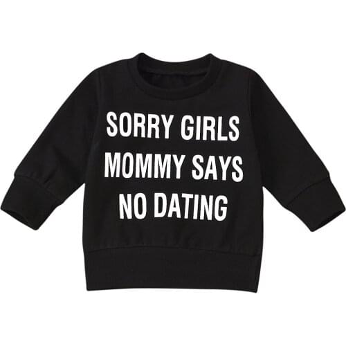 Toddler Autumn Clothes Black Warm Thread O-Neck Long-Sleeves Pullover with Letter Printing Sweatshirts for Little Boys 6 M-6 Y