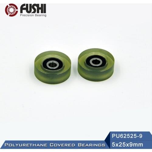 PU 625 Polyurethane Covered Bearing 5*25*9 mm ( 2 Pcs ) Shaft 5mm PU62525-9 Urethane Cover PU625 Bearings