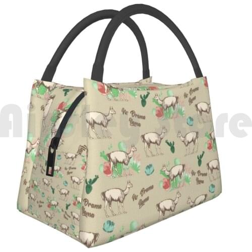 Portable Insulation Bag No Drama Llama Graphic Design Pattern Typography Pop Art Llama Alpaca Animal Wild