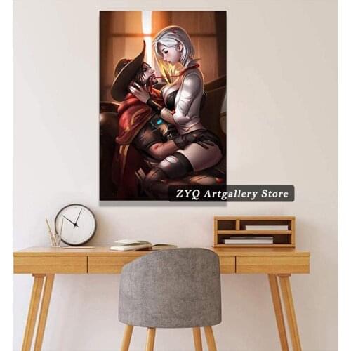 Game Overwatch Poster Ashe Bunny Sexy Girl Anime Picture Art Print Canvas Wall Decoration Wallpaper Decorative Wall Picture For