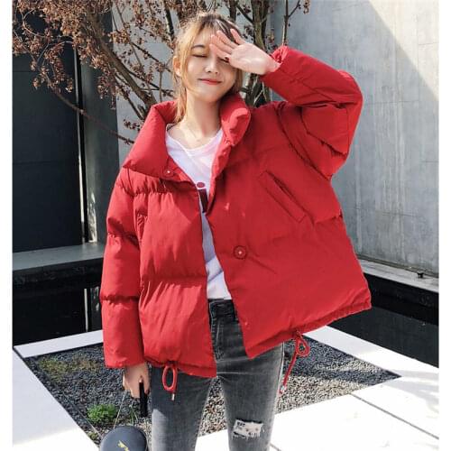 Puff Coat Fashion Korean Cotton Clothing Womens Winter New Loose Thicken Short Down Jacket Student Casual Warm Overcoat f1227