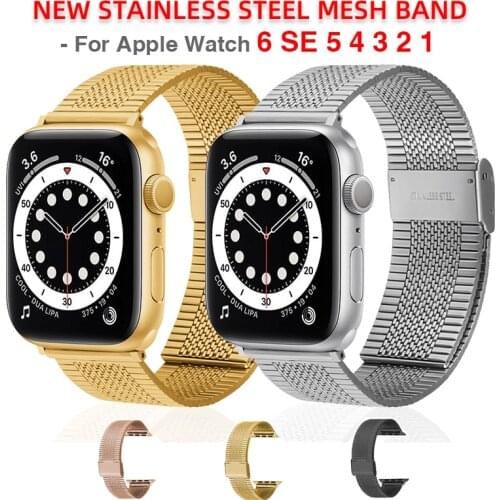 New Stainless Steel Mesh band For Apple Watch series Se 6 42mm 38mm strap for iwatch 5 4 3 2 1 40mm 44mm watchband Braided Strap