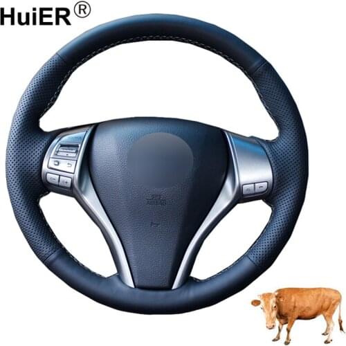 Hand Sewing Car Steering Wheel Cover Top Cow Leather For Nissan Teana 2013-2018 Altima 2013-2018 X-Trail 2014-2017 Qashqai 2017