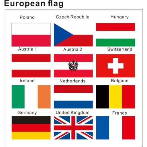 KAFNIK,80G silk screen printing3*5ft European flag Poland/Czech/Netherlands/Belgium/Germany/UK/France flags for home decoration