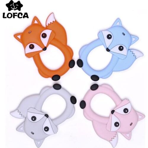 Fox Silicone Teether Toys 1PC Necklace Accessories Infant Chew Toys Fox Silicone Beads Soft teether DIY Baby Teething