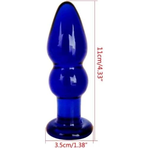 SM Fetish Blue Glass Crystal Ball Anal Plug G-spot Stimulator Butt Pleasure Wand Mushroom Adult Sex Toy 11*3.5cm