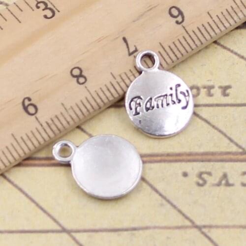 50pcs Charms Plates Family 14x11mm Tibetan Silver Pendants Antique Jewelry Making DIY Handmade Craft For Bracelet Necklace