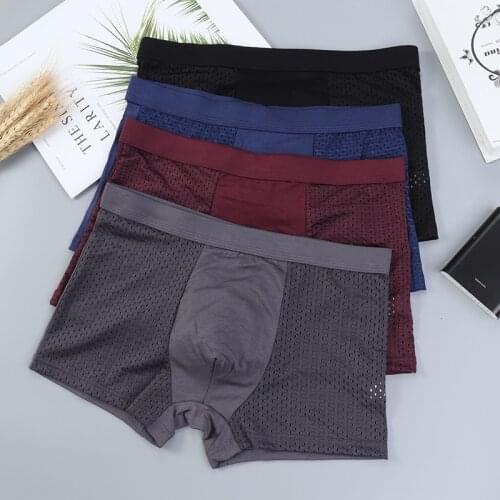 IXueJie Boys Boxer Men Mens Silkies Shorts Modal Mens Underwear Mesh U Convex Modal Mens Boxer Briefs Summer Hot Sale 4Pcs