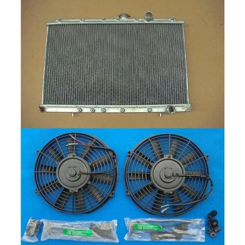 Aluminum Radiator + FAN For Mitsubishi Lancer EVO 1 2 3 EVO1 EVO2 EVO3 Manual MT New Performance
