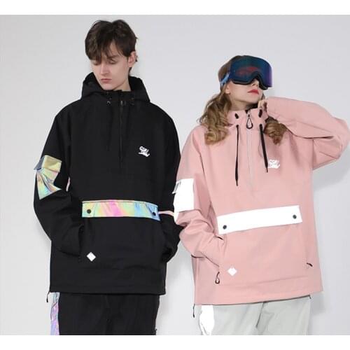 GSOU SNOW Women Ski Jacket Men Ski Hoodie Waterproof Breathable Outdoor Sport Wear Unisex Ski Coat for Skiing Hiking Running