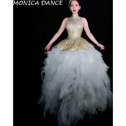 Women Sexy Sparkly Rhinestones Dress Big Train Women Birthday Dress Prom Celebrate Nude White Mesh Tail Dresses Evening Outfit