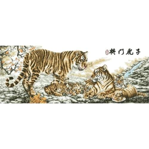 Gold Collection Lovely Counted Cross Stitch Kit Tiger Six Tigers Family Tiger Mother Father and Cubs 91005