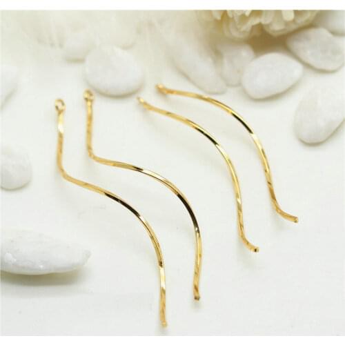 10PCS DIY Earrings Making Supplies 14K Real Gold Plated Long Curved Wave Bar Pendants for Making Earring Components