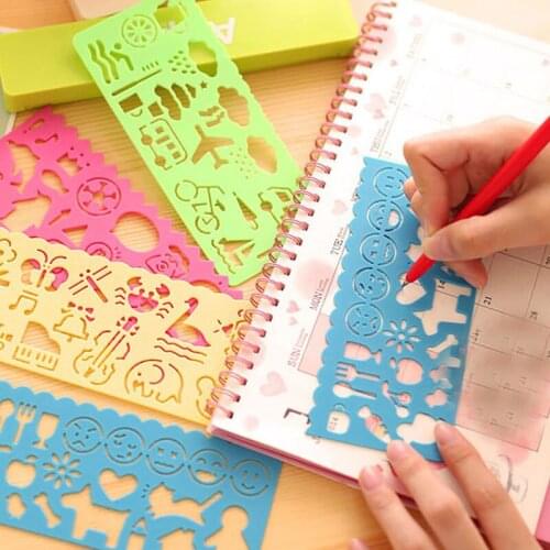 Wholesale 4 pcs/set Cartoon Animal Painting Template Pattern Ruler for Children Students School Stationery Accessories