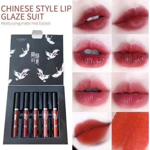 5Pcs/Set Lips Makeup Lipstick Lip Gloss Waterproof Long Lasting Moisture Cosmetic Lipstick Red Lip Matte Lipstick TSLM1