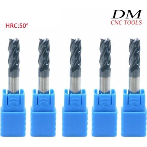 5pcs 6mm X 50mm Tungsten Carbide 4 Flute End Mill CNC Milling Cutter HRC45-50
